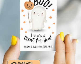 Etichette per bomboniere di Halloween Boo, ecco un regalo per te, decorazioni per sacchetti di dolcetti, etichette regalo di apprezzamento stampabili, etichette per sacchetti di dolcetti "Dolcetto o scherzetto"