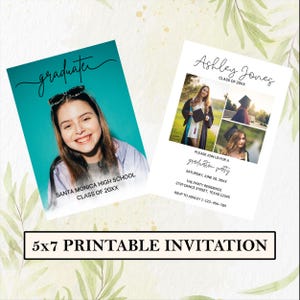 Modern Graduation Announcement Card, Editable Graduation Party Invite, Multiple Photo Graduation Card, Minimalist Senior Announcement Card
