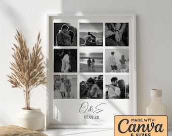 Personalised Photo Print, Editable Polaroid Photo Collage Print, Custom Valentines Gift, Gift For Boyfriend Girlfriend, Wedding Anniversary