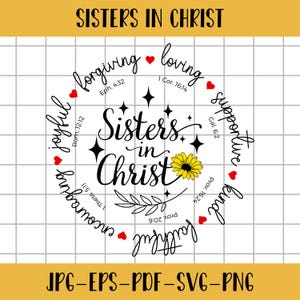 Hermanas en Cristo SVG, Versículo bíblico SVG, Archivo de corte, Cricut, Inspiración cristiana SVG, Descarga instantánea, Mejores amigos Svg, Citas motivacionales