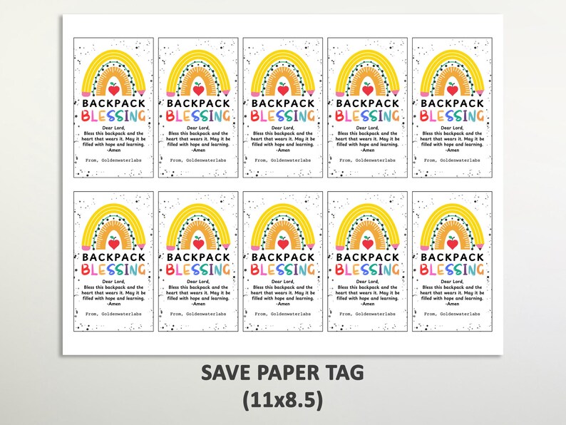 Backpack Blessing Printable Gift Tag, Editable Back to School Blessed ...