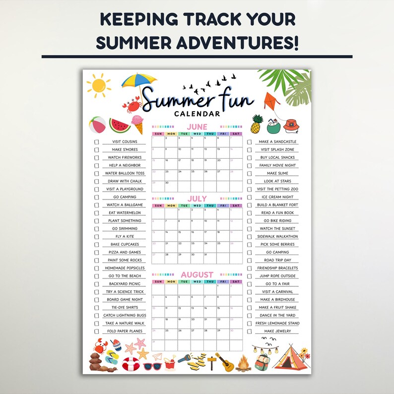 Editable Summer Fun Calendar 2025: Family Bucket List (digital Download Editable Summer Fun Calendar 2025: Family Bucket List (digital Download