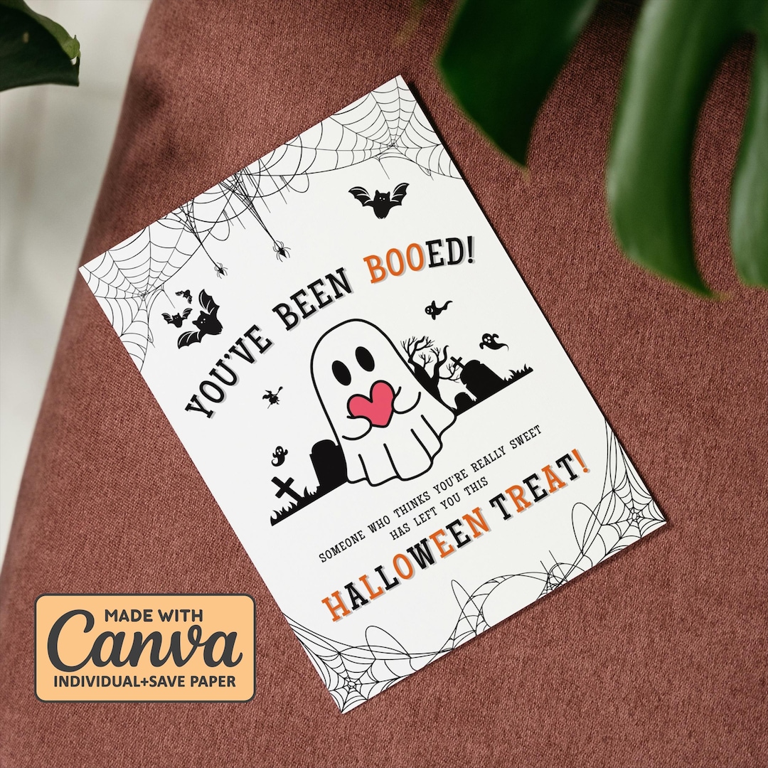 PRINTABLE You’ve Been BOOED Card | 5x7 Halloween Ghost, Spider, Bats ...
