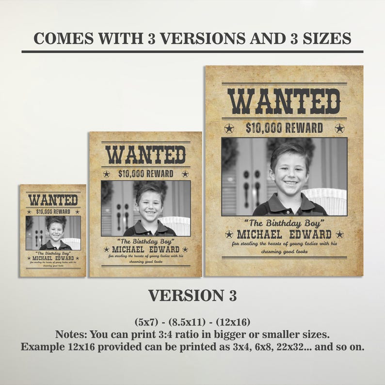 Wanted Sign Posters Canva Template | Printable Custom Editable Outlaw ...