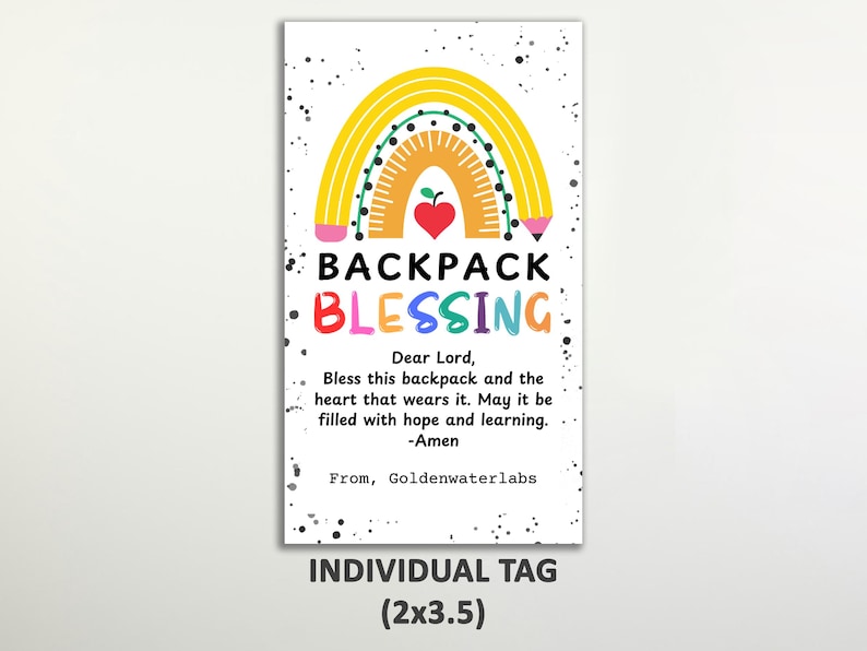 Backpack Blessing Printable Gift Tag, Editable Back to School Blessed ...
