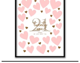 Personalized 21st Birthday Poster: 21 Reasons We Love You (Printable)