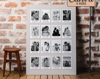 Personalized Anniversary Photo Collage Template: Polaroid Style (Digital Download, Editable in Canva)