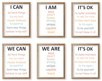 Kids Affirmations Poster Set of 3, Classroom Decor (Digital Download)