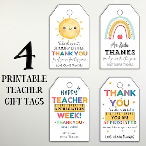 Étiquettes modifiables pour cadeau de la semaine d'appréciation des enseignants Merci étiquette-cadeau enseignant Cadeau d'anniversaire pour l'école Modèle d'étiquette imprimable Téléchargement numérique instantané