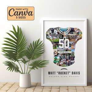 Football Senior Night Gift | Custom Football Jersey Photo Collage | Football Player Gifts For Senior Boy or Girl | American Football Collage