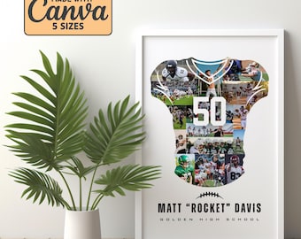 Football Senior Night Gift | Custom Football Jersey Photo Collage | Football Player Gifts For Senior Boy or Girl | American Football Collage