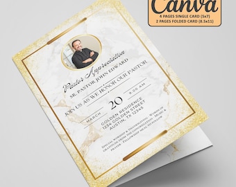 Pastoral Anniversary Program Template, Pastor And Church Anniversary Bulletin, Printable & Editable Church Program Template Instant Download