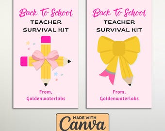 EDITABLE Back to School Survival Kit, First Day of School Gift Tag ...