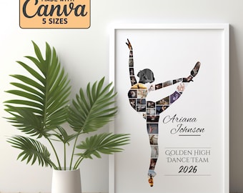 Contemporary Dance Photo Collage, Personalized Ballet Dancer Senior Night Graduation Gift, Dancing Daughter Printable Poster, Canva Template