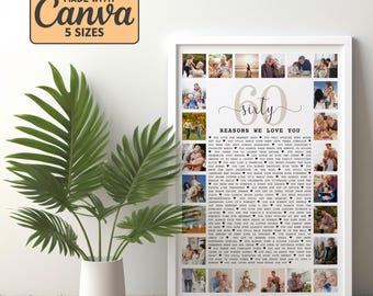 60 Reasons We Love You Photo Collage: 60th Birthday Gift (Digital Download)