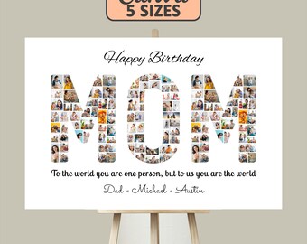 Custom MOM Photo Collage | Mother's Day Birthday Gift (Printable Canva Template)
