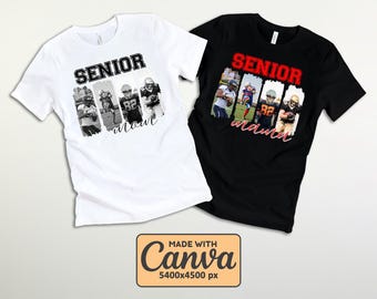 Senior Mom Custom Picture Canva Template for t-shirt or sweatshirt, Senior Mom Collage PNG for sports, Editable Game Night Sport Team Family