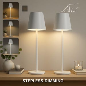 Minimalist Cordless LED Table Lamps: Touch Control Bedside Lighting (Set of 2)