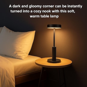 Minimalist LED Table Lamp: Rechargeable Touch Control Nightstand Light