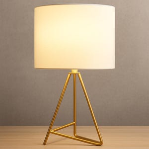 Stylish Gold Table Lamp with White Fabric Shade, LED Compatible, Perfect for Bedrooms, Living Rooms, Offices, Dorms, and More