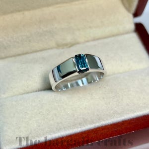 Blue Tourmaline Ring for Men | Natural October Birthstone | 925 Sterling Silver Handmade Jewelry | Oval cut Statement Gift For Her