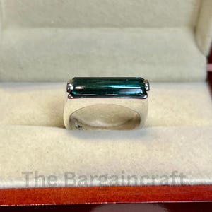 Blue Tourmaline Ring for Men | Natural October Birthstone | 925 Sterling Silver Handmade Jewelry | Oval cut Statement Gift For Her