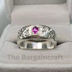 Handmade Purple Sapphire Ring | Sterling Silver 925, September Birthstone | Minimalist Natural Jewelry