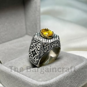 Natural Yellow Sapphire Ring | Handmade Sterling Silver | September Birthstone Jewelry Gift