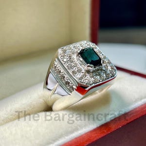 Natural Indicolite Tourmaline Men’s Ring | Sterling Silver | Handmade Gemstone Ring | October Birthstone Jewelry | Statement Gift for Him