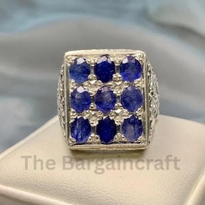 Blue Sapphire Ring for Men | Handmade Sterling Silver | September Birthstone Jewelry Gift
