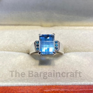 Handmade Swiss Blue Topaz Ring | Sterling Silver December Birthstone Engagement Jewelry | Blue Stone Rings