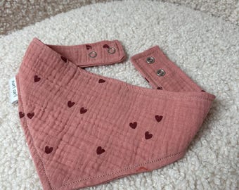 Elly Dog Bandana | Muslin Hearts Dark Pink | Sizes XXS - 4XL