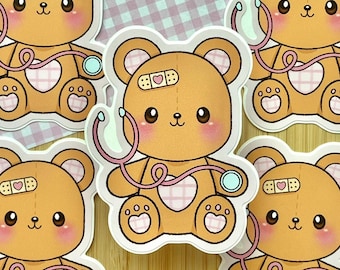 Teddy Bear Nurse Sticker | Waterproof Vinyl Decal