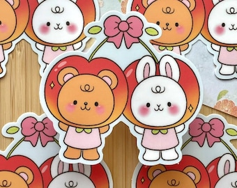 Cherry Bear and Bunny Sticker | Vinyl sticker, Waterproof, Laptop, Water Bottle, Journal, Kindle