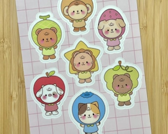 Fruit Animal Sticker Sheet | Vinyl Stickers for Journals, Planners, Water Bottles