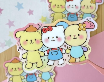 Kitty Friends Sticker | Kitty, Pompom & Usahana Kawaii Vinyl Decal