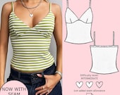 Cami Top Sewing Pattern PDF, Y2K Sewing Pattern Digital Download, Crop Top Pattern, Tank Top Sewing Pattern, Women Top Pattern Size XS - XL