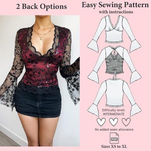 Lace Backless/Full Back Top Sewing Pattern, Y2K Crop Top Sewing Pattern, Trendy Top Sewing Pattern PDF, Easy Sewing Pattern,Digital Download