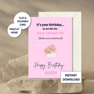 Carte d'anniversaire Bestie impertinente Carte de voeux pour elle Carte imprimable Meilleure amie Cadeau esthétique rose pour Bestie Carte tendance Mignonne téléchargement immédiat
