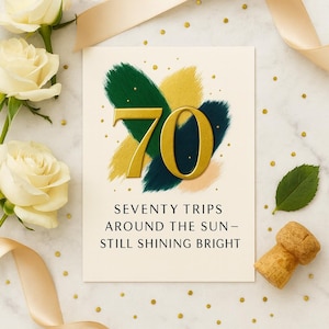 70th Birthday Card for Her Mom Dad or Brother Seventy Milestone Design Greeting Card Printable Digital Download Birthday Card for Parents