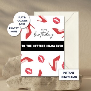 Carte d'anniversaire pour maman impertinente, carte d'anniversaire de maman chaude, carte imprimable pour maman, mère glamour, téléchargement immédiat, cadeau pour maman, maman chaude