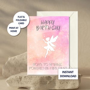 Geburtstagskarte für kleine Mädchen Fee Geschenk für Ihre Kinder Printable Gruß für Mädchen Kinder Geburtstagskarte Niedliche Girly Karte für Tochter Süße Karte