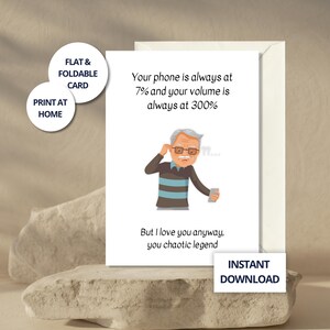 Carte pour papa, humour drôle, voeux pour père, téléchargement immédiat, cadeau pour lui, blague à papa drôle pour la fête des pères, carte des enfants à papa