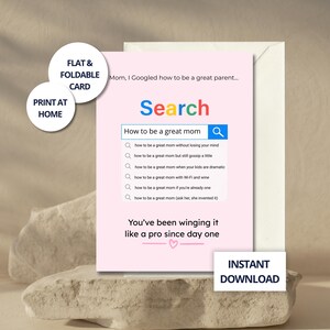 Cartão de aniversário para mãe, presente engraçado e fofo para mãe, cartão de aniversário para impressão, rosa, estético, digital, download para mãe de cartão de filha