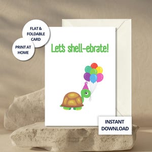 Süße Geburtstagskarte für Freund Druckbare Karte Schildkröte Sofortiger Download Karte für Kinder Lustiges Geschenk für Ihn Süße Karte Digital für Bester Freund PNG