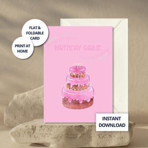 Verjaardagskaart voor bestie Schattige roze kaart voor haar Afdrukbaar cadeau voor vriend Zoete verjaardagskaart direct downloaden voor meisje Trendy kaart Girly