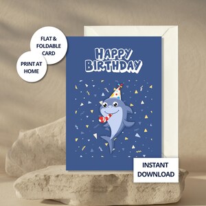 Birthday Card for Little Boy Shark Printable Card for Him Instant Download Card for Son Funny Greeting Kids Birthday Card Cute for Boy