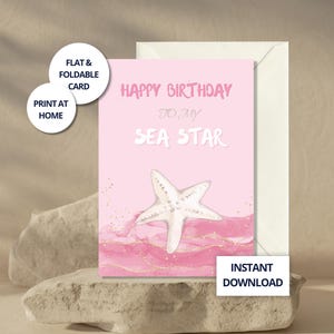 Biglietto di auguri di compleanno per la migliore amica, biglietto rosa stampabile per lei, regalo carino per la migliore amica, biglietto di auguri estivo per ragazza, download istantaneo estetico