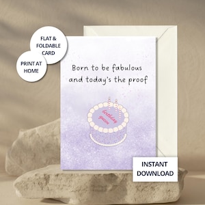 Cartão para ela Saudação atrevida para melhor amiga Cartão roxo para impressão para o aniversário dela Cartão de rainha para download instantâneo para melhor amiga Inspiração Cartão de aniversário