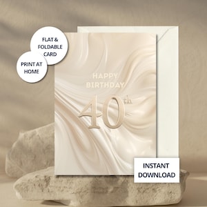 Geburtstagskarte 40, Meilensteinkarten, alles Gute zum Geburtstag, druckbare Karte, digitale Karte, Geburtstagskarte 40, Karte für Sie, einfache Drucke
